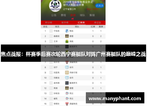 焦点战报：杯赛季后赛次轮西宁赛艇队对阵广州赛艇队的巅峰之战