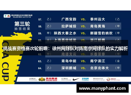 挑战赛资格赛次轮前瞻：徐州网球队对阵南京网球队的实力解析